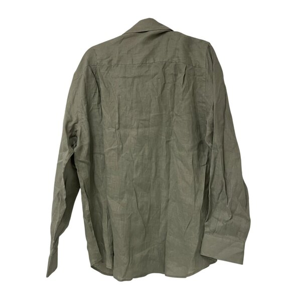 Massimo Dutti Studio Mens Dress Shirt Linen XL Green Gray 8411/840 NWT - Picture 3 of 14